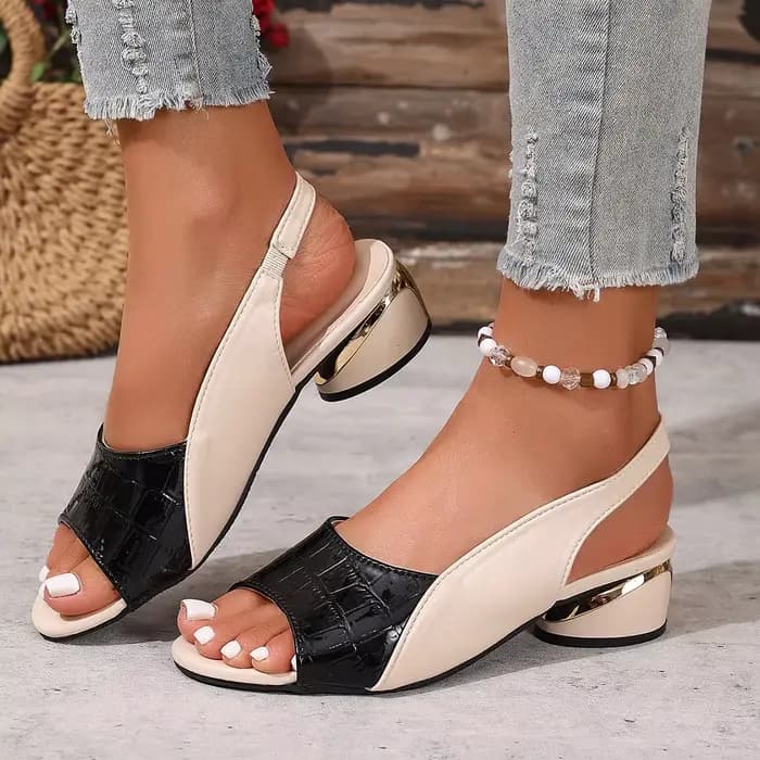 Sandales de luxe décontractées en cuir pour femmes, sandales de créateur à talon bas, sandales à bou