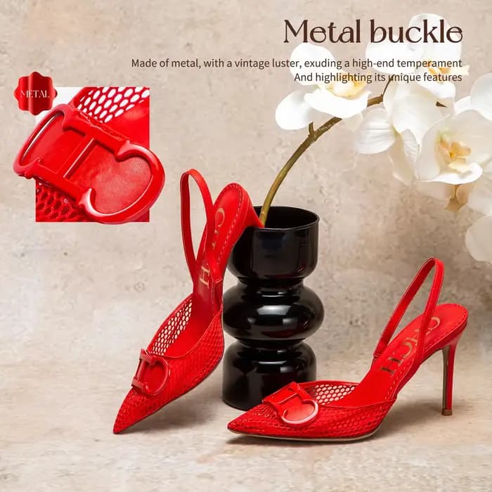C-H – sandales d'été à talons hauts pour femmes, maille respirante, noires, pour affaires, 9cm, pour