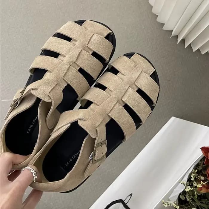 AIYUQI Sandales pour femmes 2026 Nouveauté Sandales romaines tressées évidées pour femmes Chaussures