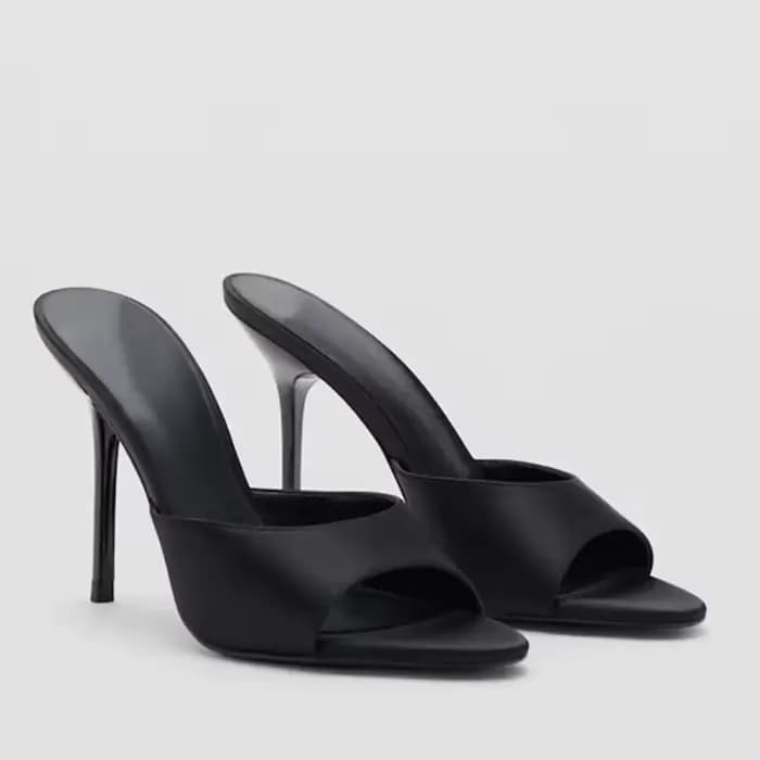 Sandales pour femmes 2026 – Nouveauté été – Chaussures femme en satin à bout ouvert, talon fin et br