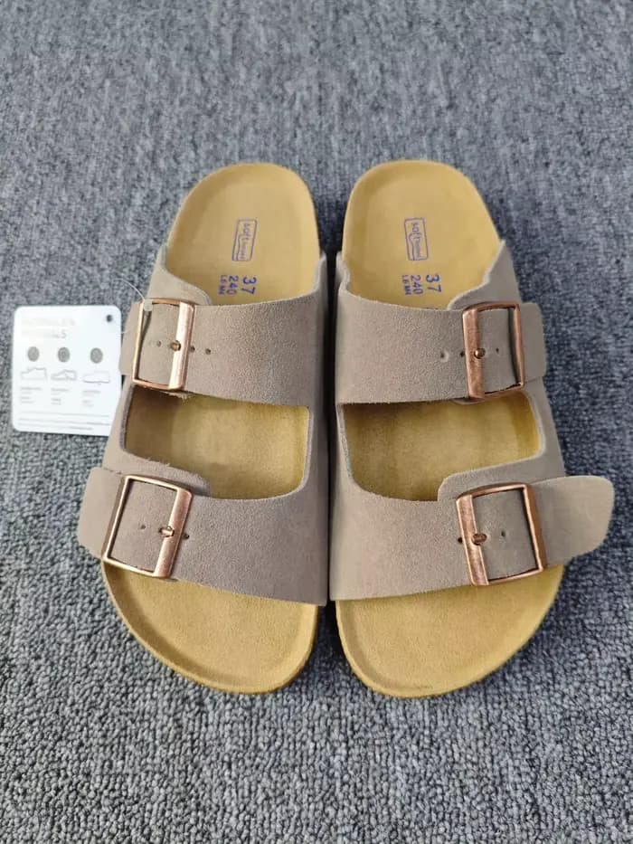 Sandales plates de plage unisexes style vintage à double boucle avec semelle intérieure en liège – C