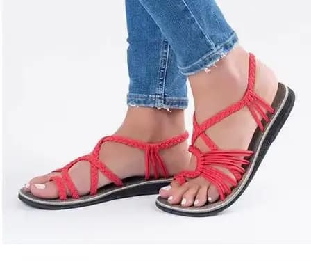 Sandales pour femmes été bohème Sandalias concepteur à lanières tissage sandale confortable bout ouv