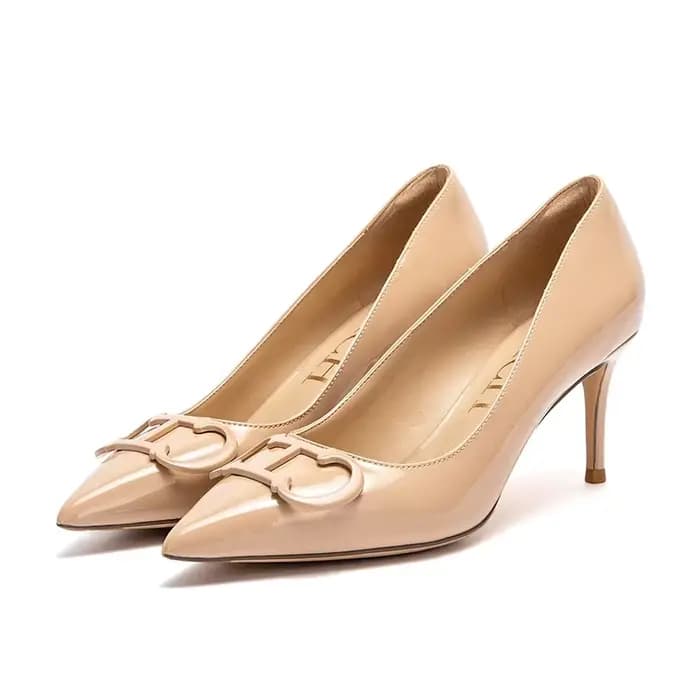 C-H – chaussures à talons hauts pour femmes, chaussures de mariage d'affaires en cuir laqué noir, 7c