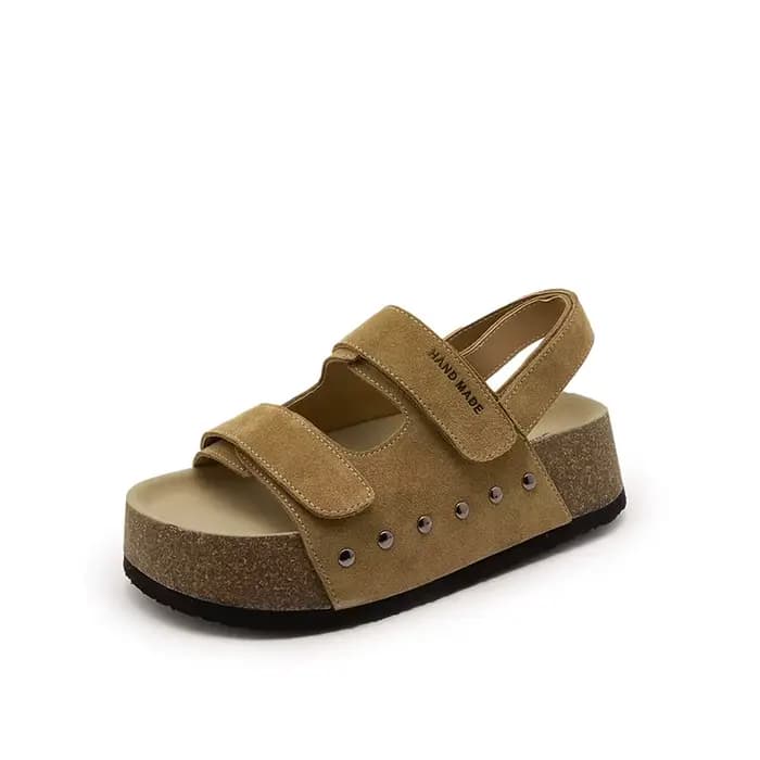 Sandales d'été pour femmes AIYUQI 2026 – Nouvelles sandales compensées en cuir véritable tendance po