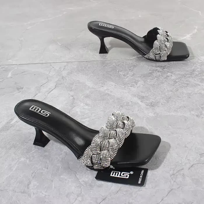 Talons hauts tressés en cristal faits à la main pour femmes, sandales pour femmes, Stiletto sexy, mo