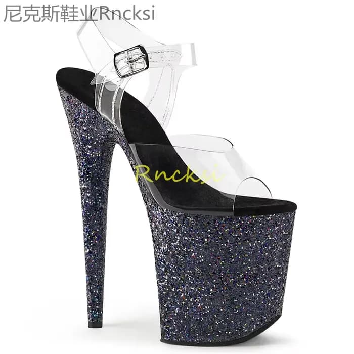 Sandales à talons hauts pour femmes, talons aiguilles, talons super hauts, mot transparent, sexy, no