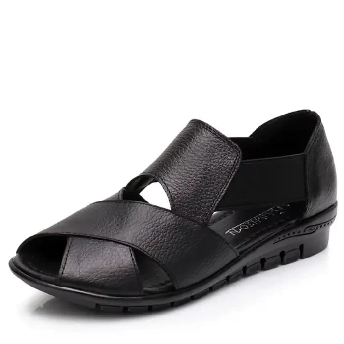 TIMETANG-Sandales à talons compensés en cuir véritable pour femme, chaussures d'été confortables et