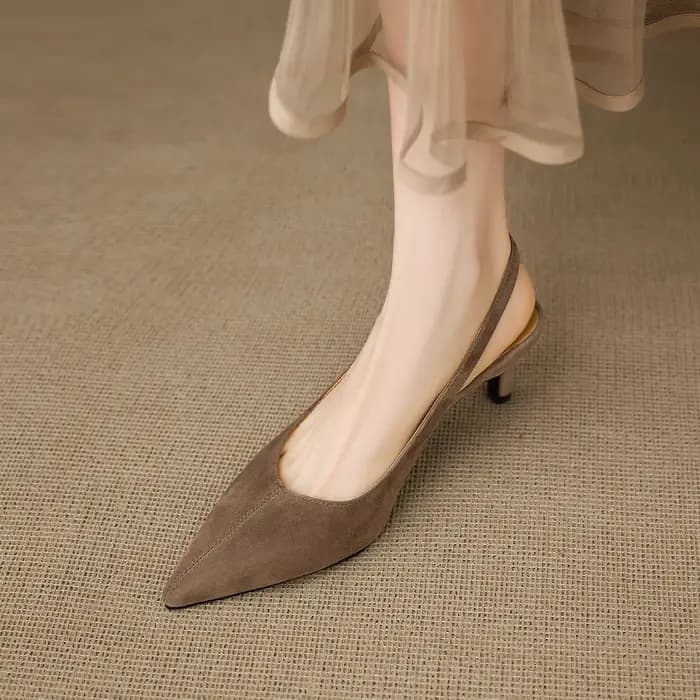 Sandales à talons aiguilles sexy pour femmes 2026 en cuir suédé véritable, bout pointu, orange, roug