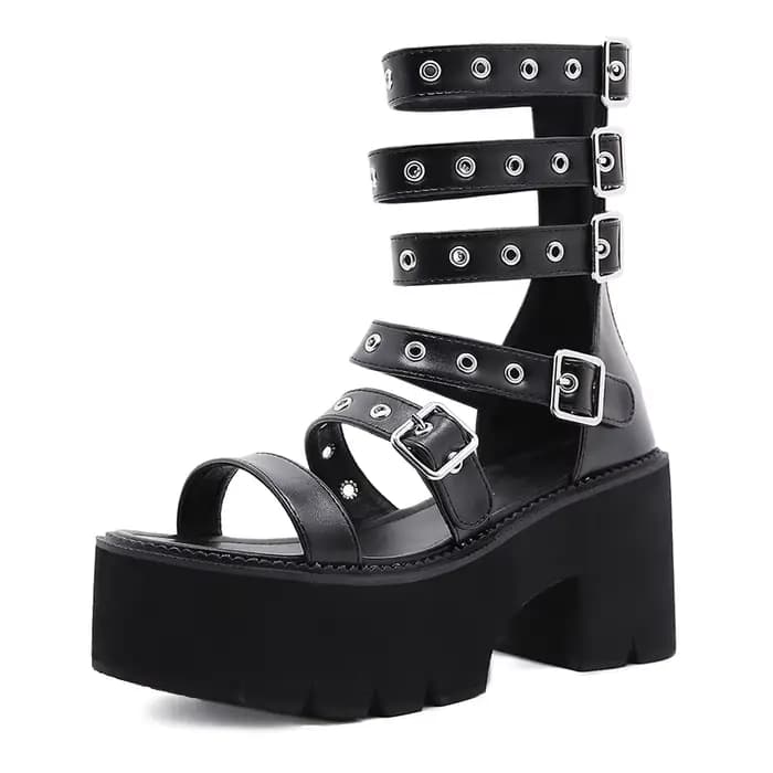Gdgydh – sandales de gladiateur d'été pour femmes, Rivet en métal, Punk Streetwear, talons carrés co