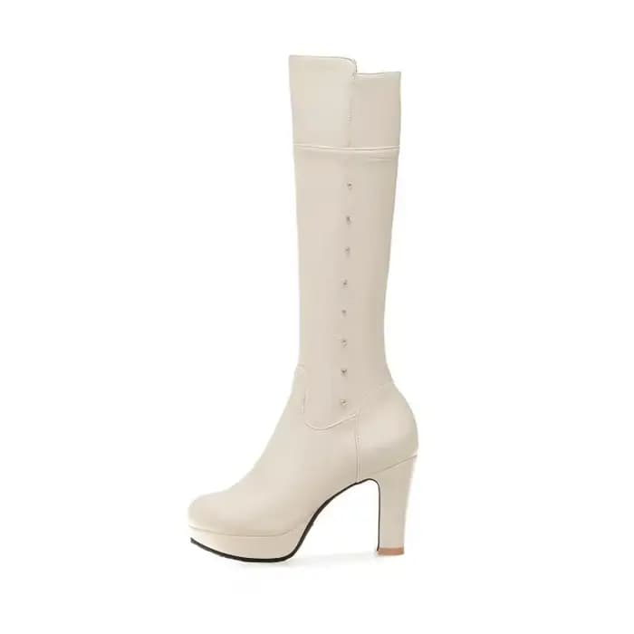 Botas De Mujer bottes hautes femmes automne hiver talons hauts noir blanc en cuir robe De soirée bur