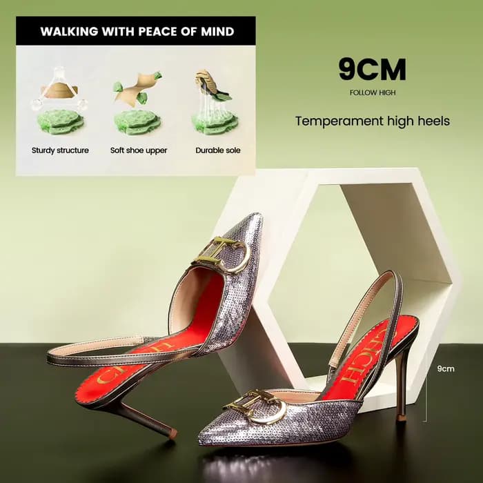 Chaussures simples classiques à talons hauts pour femmes, Design à bout pointu, couleur Pure, polyva