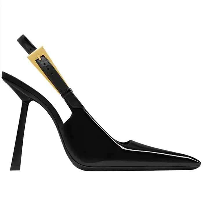Escarpins à talons aiguilles pointus en cuir verni pour femmes, sandales mules élégantes, chaussures