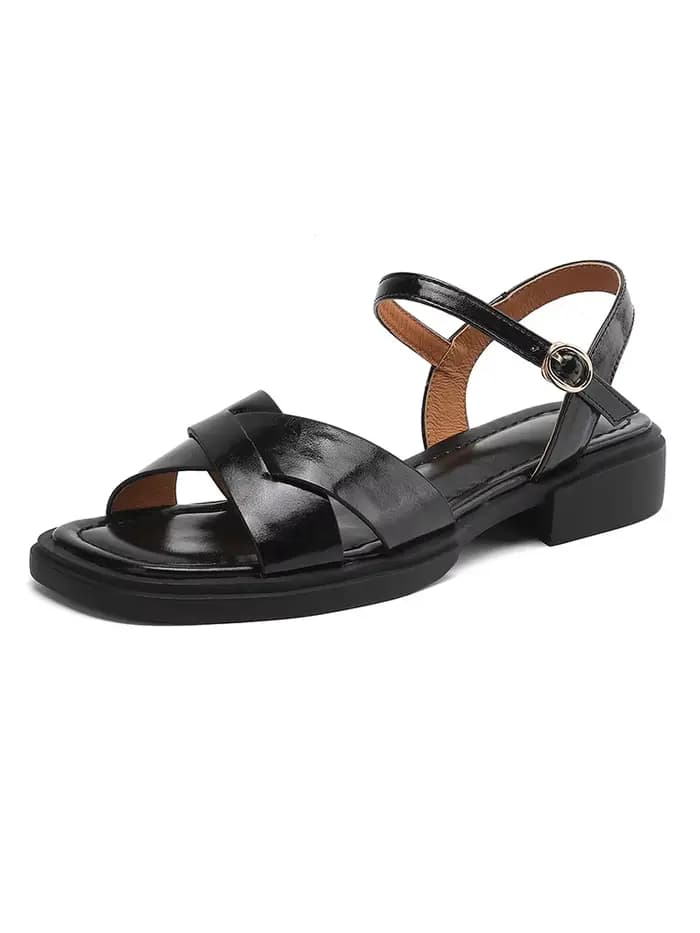 2025 nouvelles femmes tendance été plate-forme sandales à talons compensés en cuir fendu dames carré