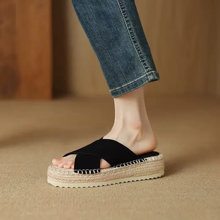 Petite pieds femmes espadrilles pantoufles Sexy dames plate-forme sandales noir ingent ouvert Parker