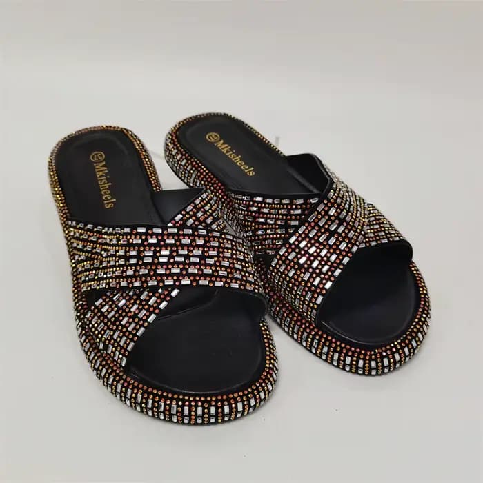 Haute Qualité Mode Plateforme Strass Sandales En Plein Air Non-ald Plage Pantoufles 2024 D'été Nouve