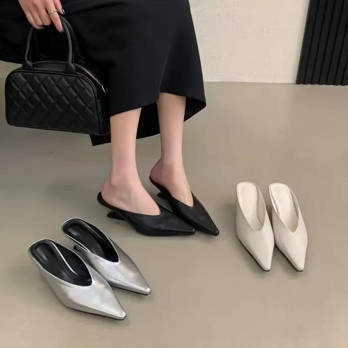 Mules en cuir véritable pour femme