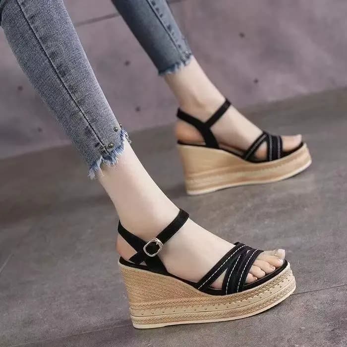 Femme chaussures coin avec plate-forme imperméable en cuir sandales d'extérieur pour les femmes Beige Original été 2025