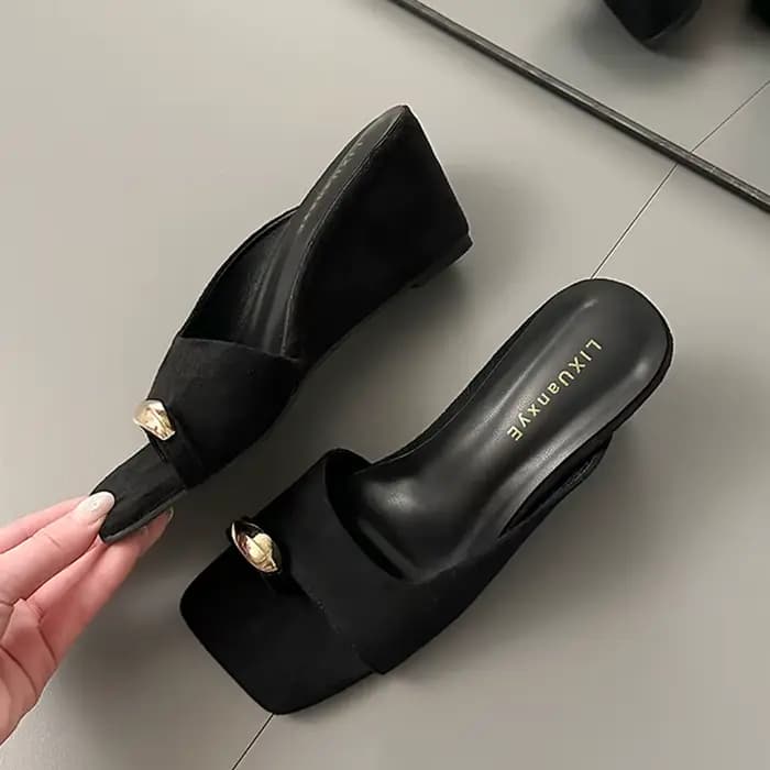 Sandales compensées pour femmes à talons hauts, à bout carré et à pince, style mules, nouvelle collection été 2026, de créateur, tongs, escarpins mode, claquettes pour femme
