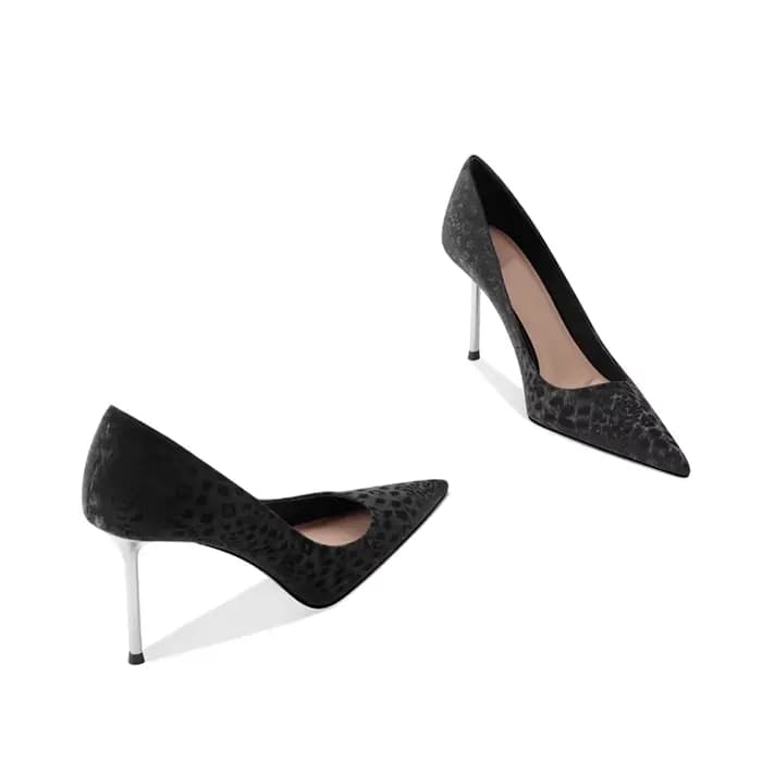 Chaussures noires Sexy à bout pointu et à talons hauts pour femmes