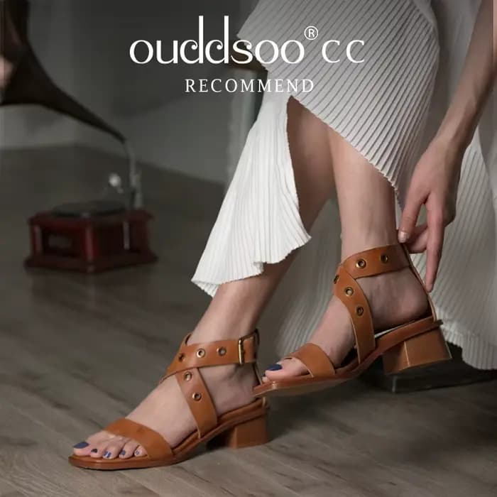 Ods-Sandales gladiateur en cuir de vache pour femmes