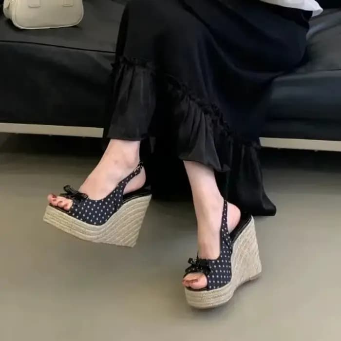 Sandales compensées d'été pour femme, style décontracté français, à bout ouvert, chaussures de créateur tendance, Sandalias Mujer