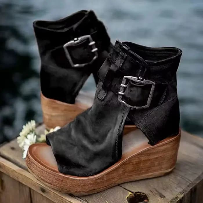 Femmes sandales d'été chaussures nouvelle mode rétro Peep Toe plate-forme