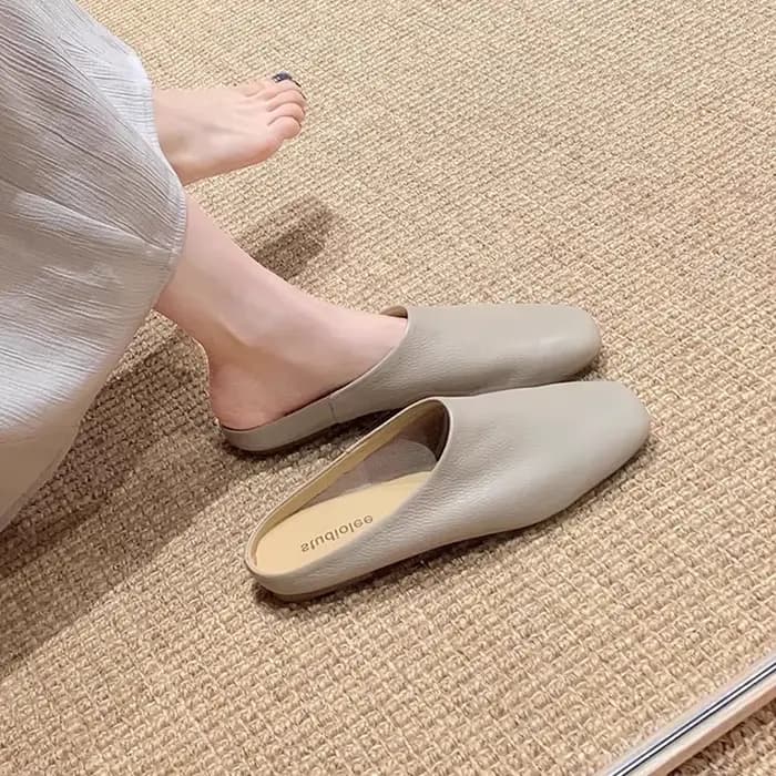 Mules confortables en cuir à enfiler pour femme