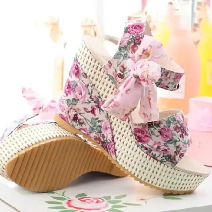 Sandales Compensées Confortables à Lacets pour Femme