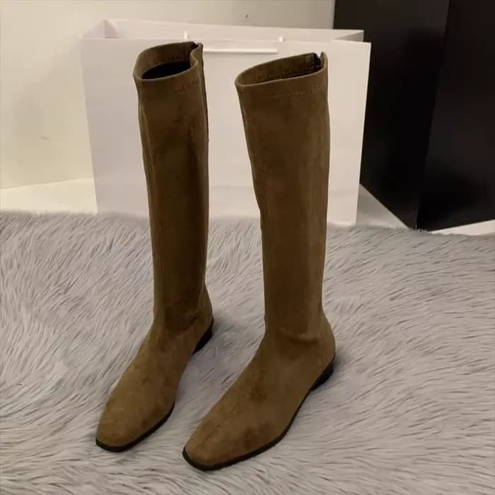 Nouveau daim chaud mode Chelsea bottes 2025 automne concepteur rétro dames genou