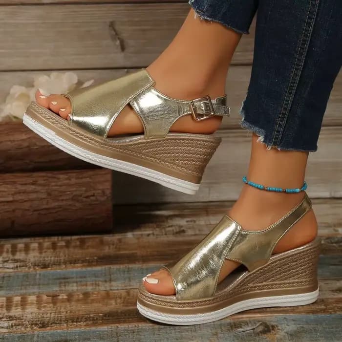 Sandales à l'offre elles compensées Peep Parker pour femmes