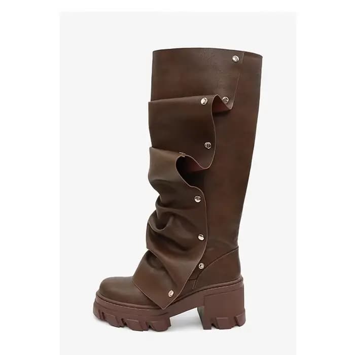 Bottes hautes déformables à semelle de talon en métal pour femmes