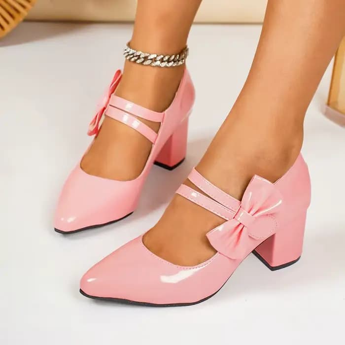 Escarpins à bout pointu et talon carré avec nœud, chaussures simples pour femmes, antidérapantes et résistantes à l'usure, à talon haut