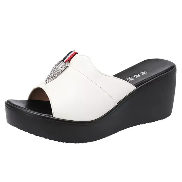 Sandales en cuir compensées d'été de haute qualité pour femmes 6cm talon moyen nouveau 2025 taille 32 33 43 plate-forme à bout ouvert chaussure élégante noir rouge