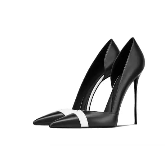 Nouvelles sandales à talons hauts bleu marine à bout pointu et découpes latérales