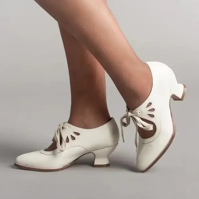 Rétro Jane pompes femme Vintage à lacets robe à talons bas Zapatos dames marque Design papillon aile Derby chaussures grande taille