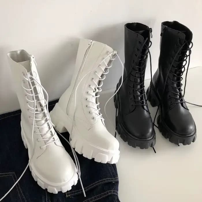 Nouveau mi-mollet bottes femmes automne hiver mode à lacets dames Chelsea fermeture éclair Botas Mujer
