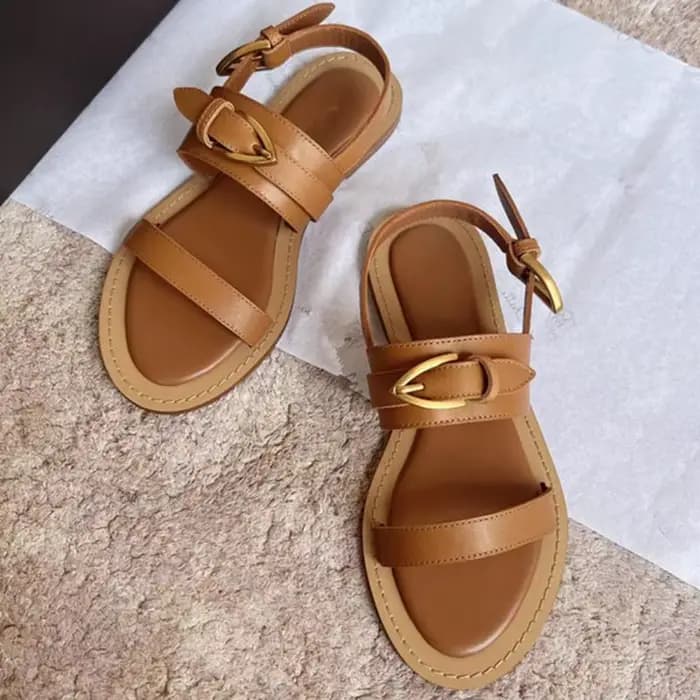 Sandales d'été 2026 pour femmes, nouvelle mode, sandales rétro en cuir de vachette faites à la main, chaussures plates en cuir véritable, Sandalias Femininas