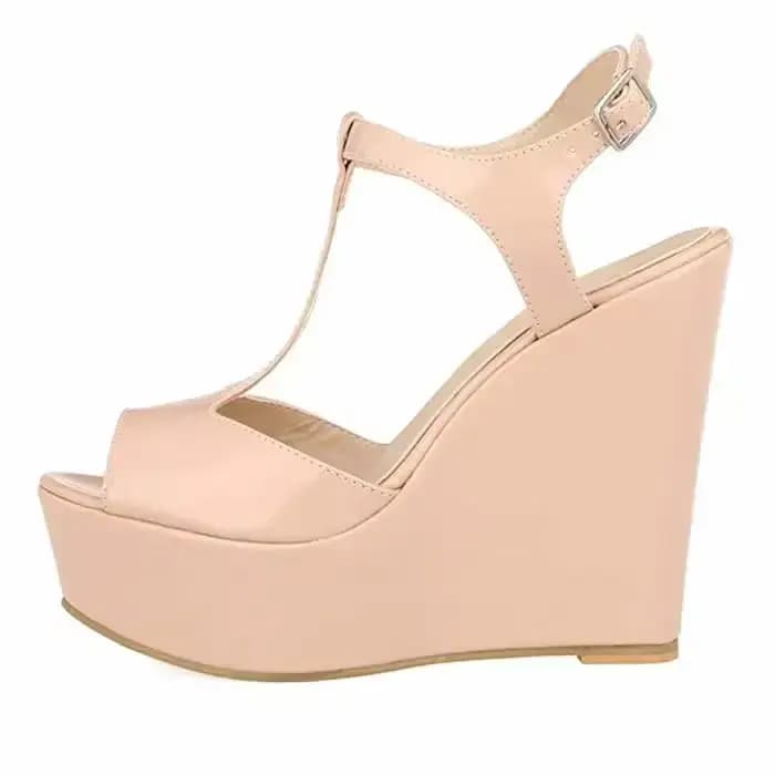 Sandales compensées pour femmes 2026 Nouveauté été 14cm Bout ouvert Sexy Bride cheville Talons hauts en cuir verni Plateforme Pumps Chaussures de soirée Mariage