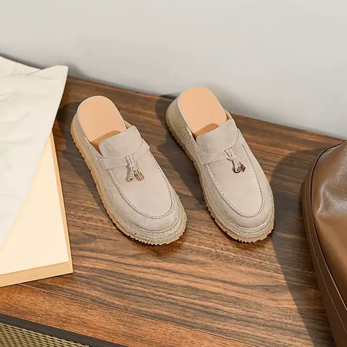 MKKHOU mode chaussures pour femmes nouveau haute qualité daim tête ronde pantoufles à semelles épaisses Mules modernes