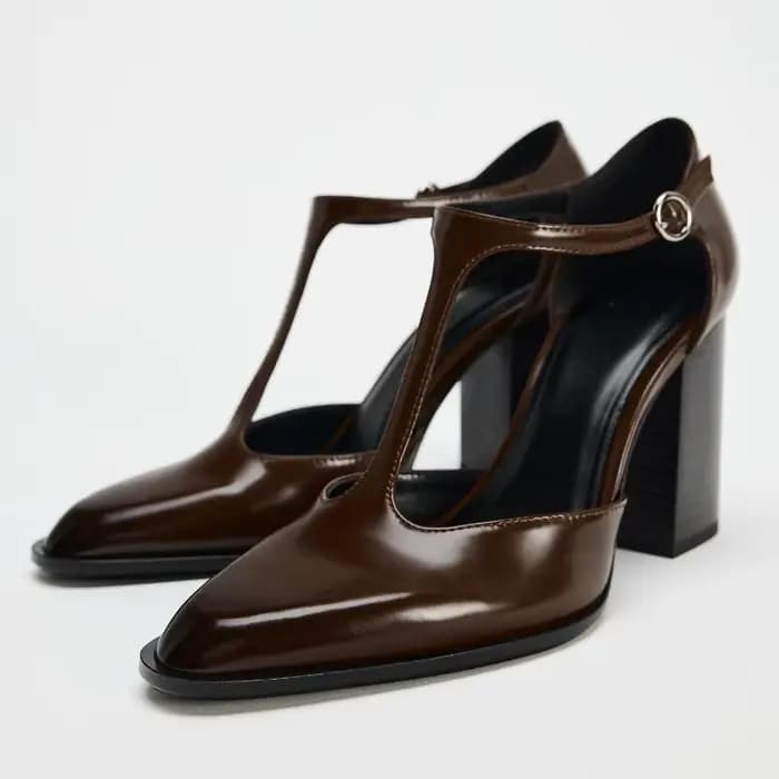 Escarpins à lanières en Faux cuir marron pour femmes
