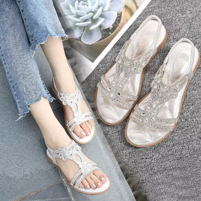 Femmes sandales plates strass