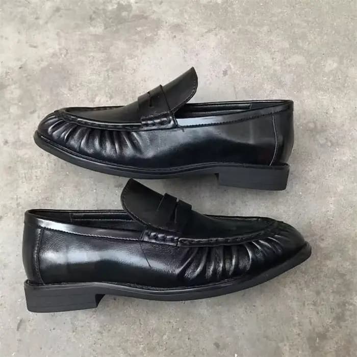 Nouvelles chaussures plates rétro françaises en cuir de veau pur fait à la main