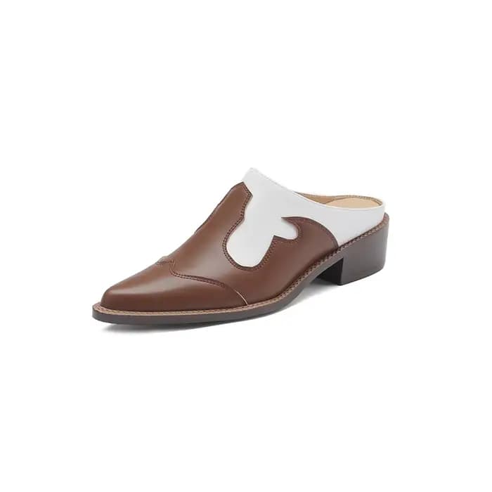 Kaky's-Pantoufles pointues en cuir de vache pour femmes