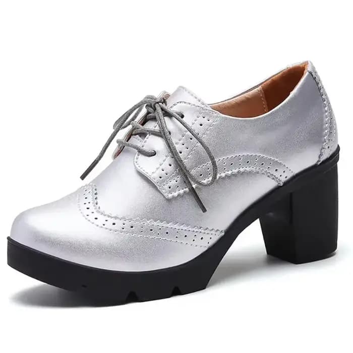 Escarpins à Talons Hauts et Carrés en Cuir group pour Femme