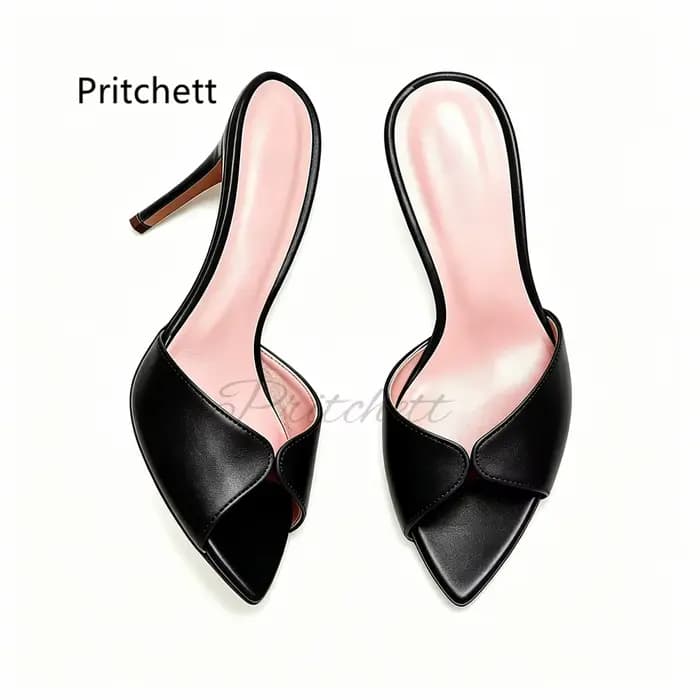 Mules élégantes en cuir mat à talon aiguille de 12 cm pour femme – Chaussures d'été à bout pointu et talons hauts