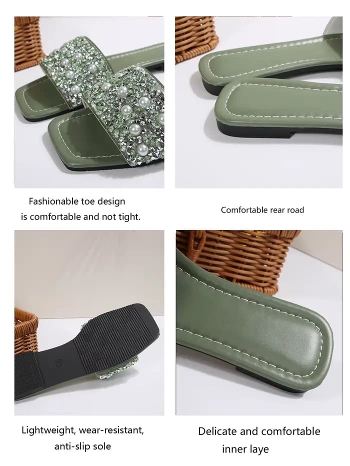 Nouvelles sandales d'été à la mode pour femmes, pantoufles à enfiler, cadeau d'anniversaire, chaussures décontractées d'extérieur de couleur unie, pantoufles de plage plates simples et élégantes, faci