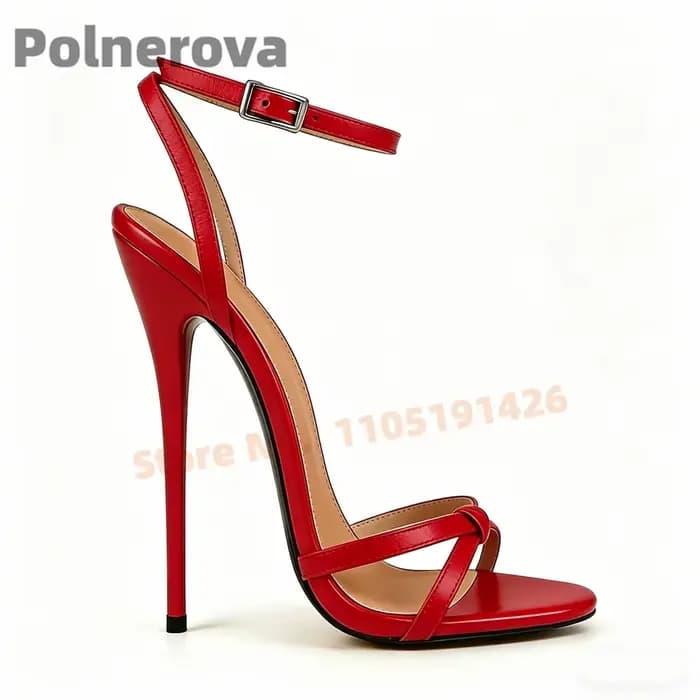 Sandales à talons hauts en cuir noir pour femme