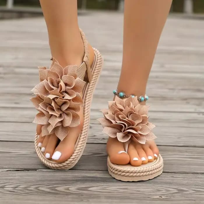 Nouvelles sandales femme à semelle souple et bride arrière, modèle 2026, avec décor floral, bout rond, à clipser, plates, confortables et légères
