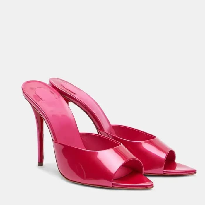 Sandales à talons hauts en cuir verni pour femmes