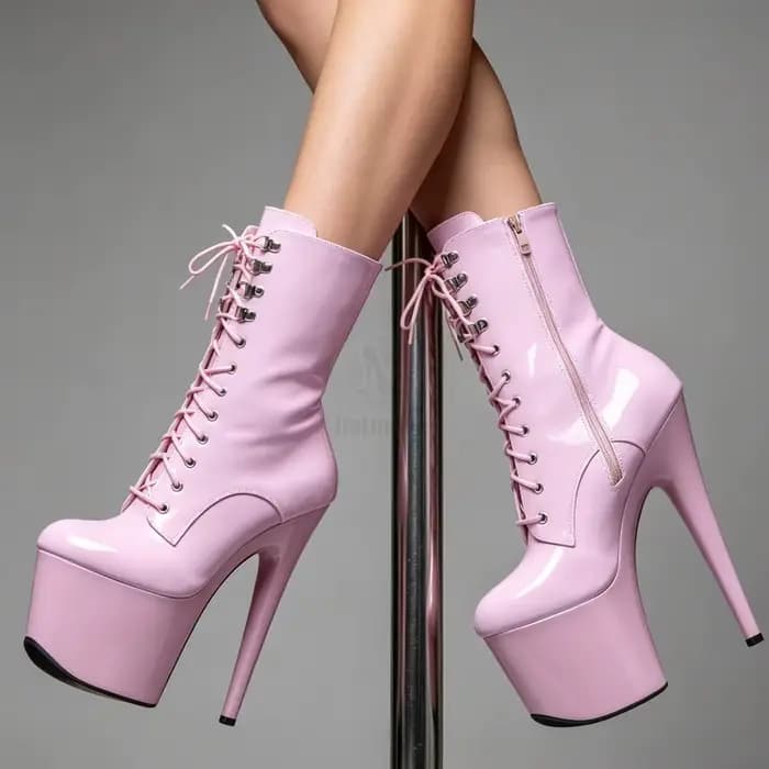 Bottines à plateforme à lacets et talons aiguilles de 7 pouces pour femmes adultes